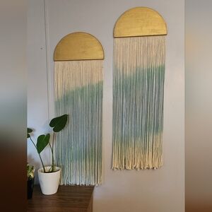 Hand Dyed Wall Talestry Set -"jelly Fish" Coastal Wall Decor Handmade